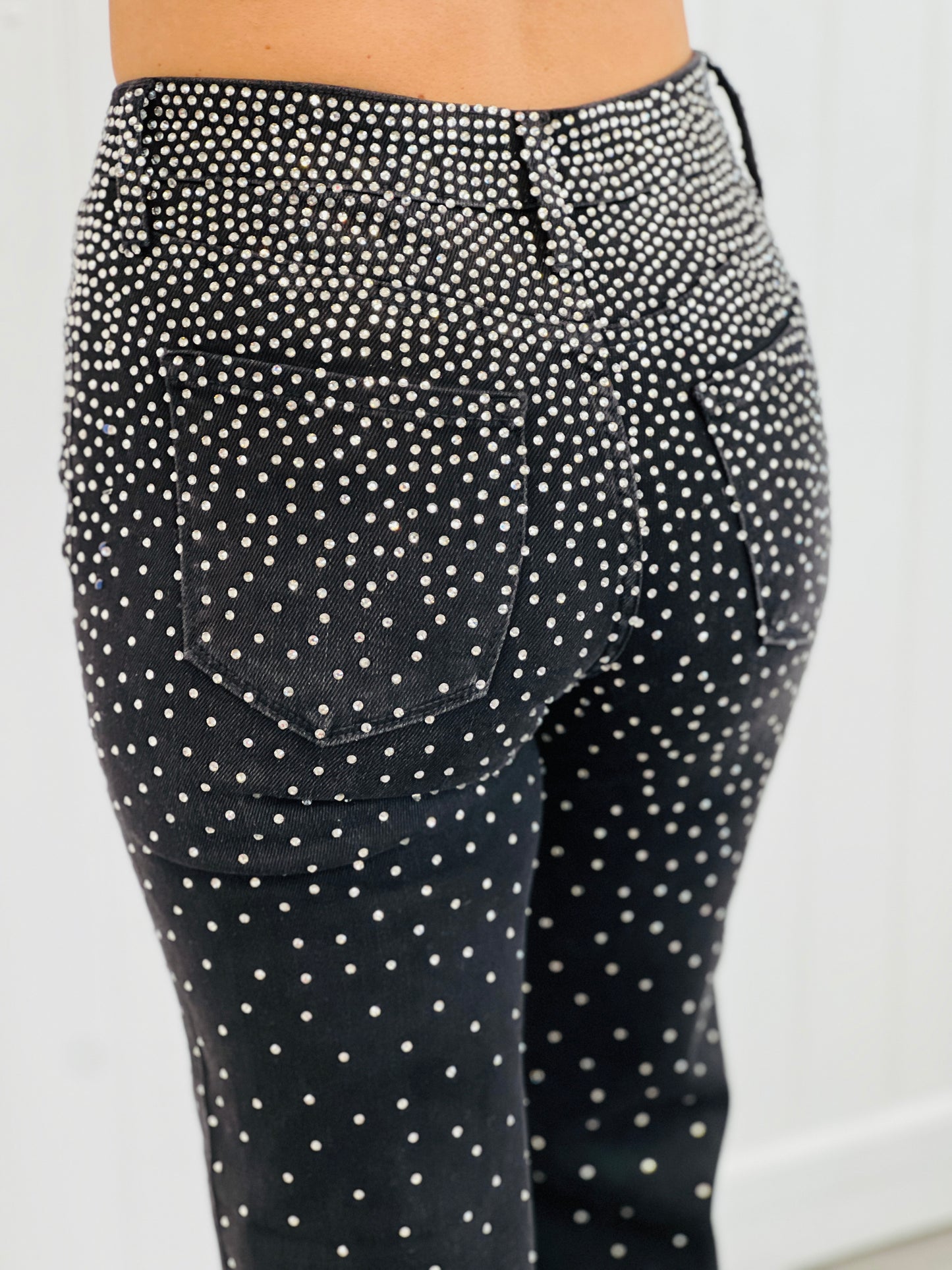 Black Rhinestone Studded Jeans (Reg & Plus)