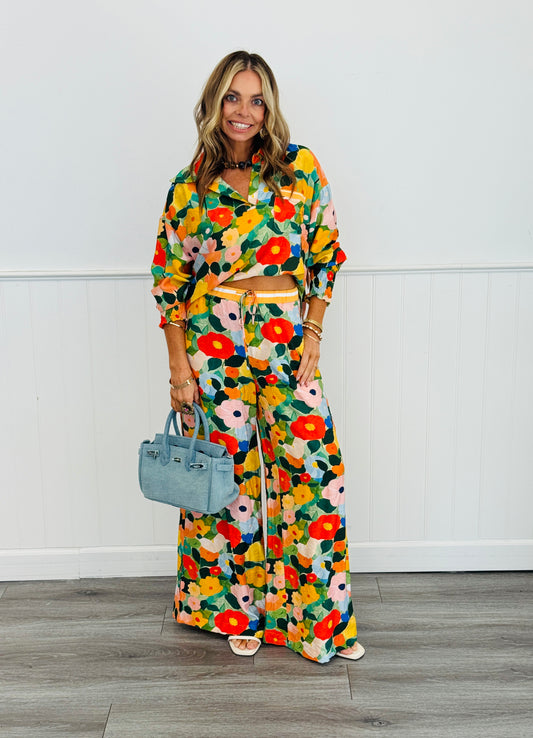 Orange Floral Pocket Pants (Reg. and Plus)