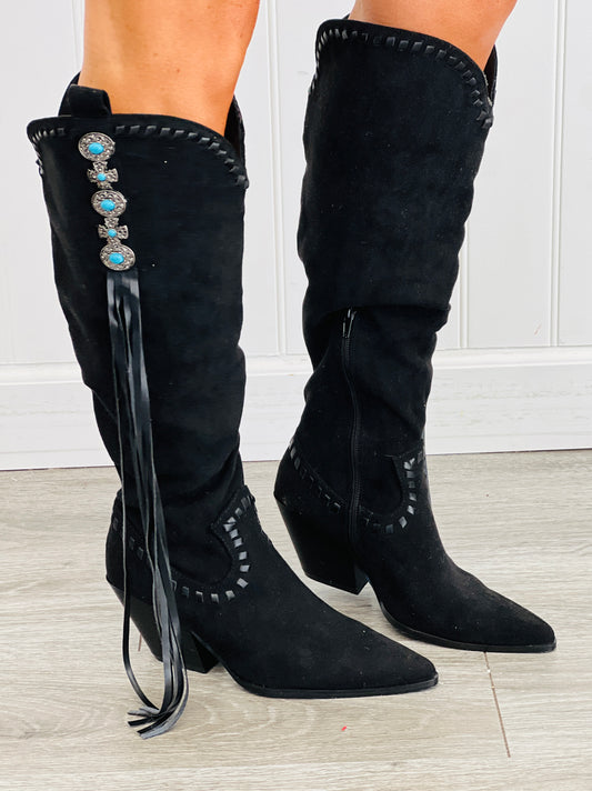 Black High Noon Haze Fringe Boots