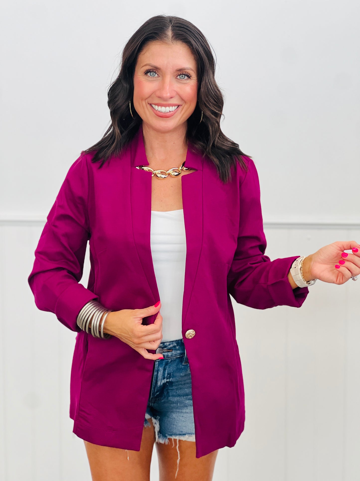 Dear Scarlett Gold Button Blazer (Reg. and Plus) - 7 Colors