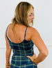Navy Plaid Contrast Layered Tank Top (Reg.)