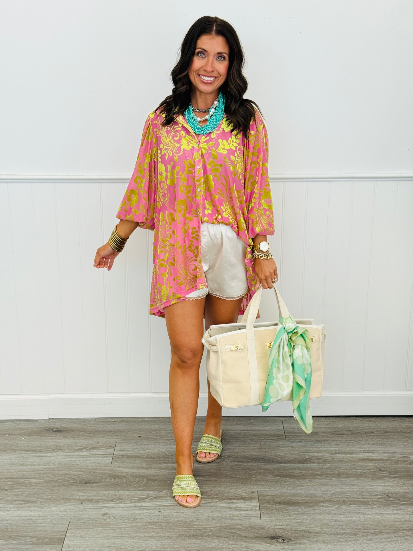 Floral Velvet Button Up Blouse (Reg.)