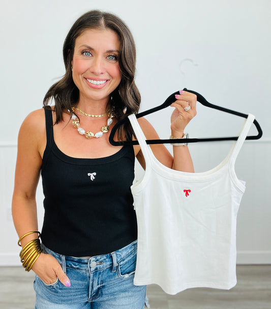 Bow Delight Tank Top (Reg & Plus)-2 Colors