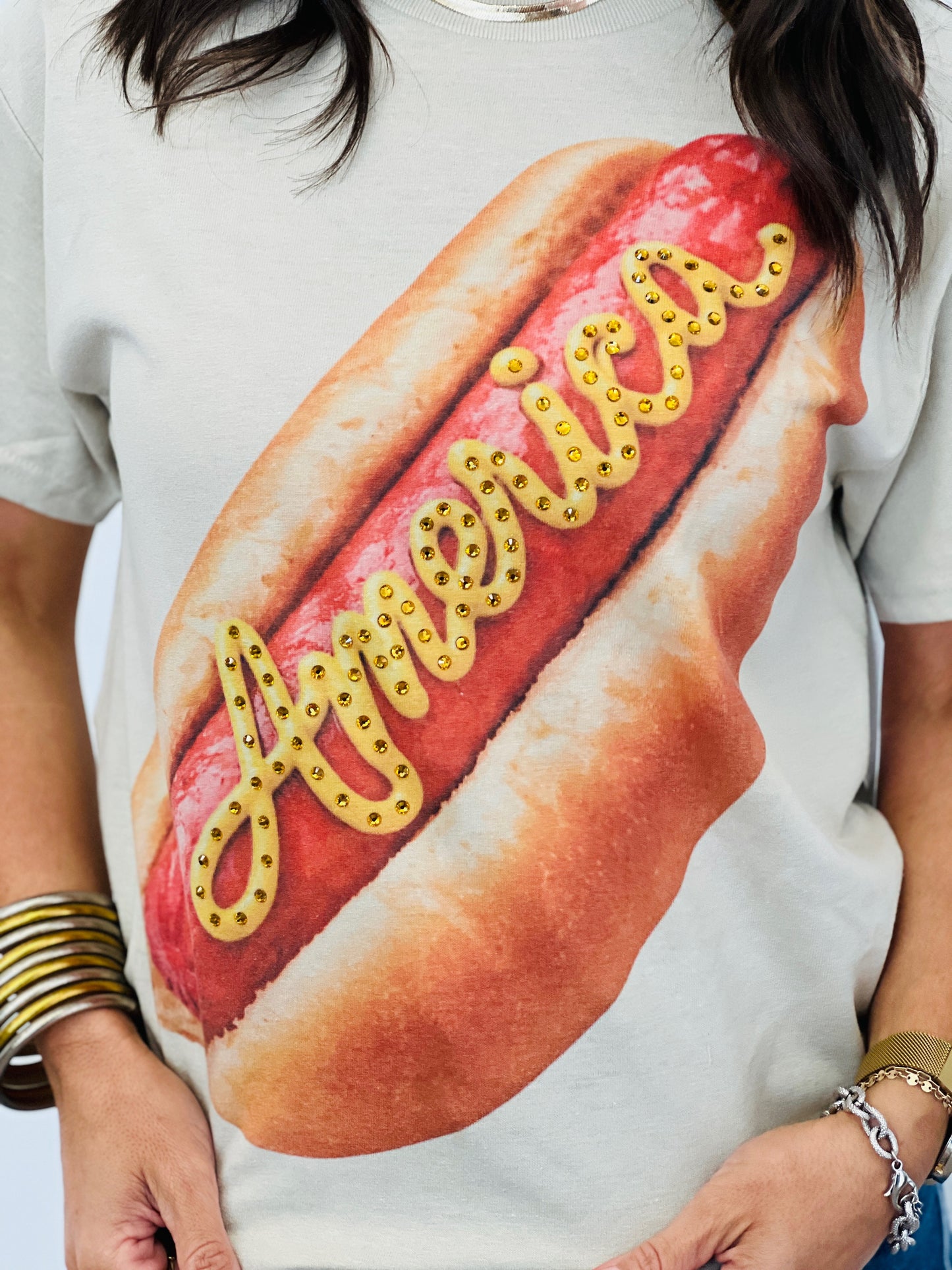 America Hot Dog Bling Tee (Reg. and Plus)