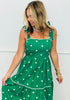 Dark Green/Ivory Polka Dot Tiered Maxi Dress (Reg.)