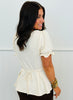 Cream Button Down Peplum Blouse (Reg. and Plus)
