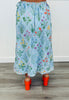 Blue Multi Botanical Print Wrap Midi Skirt (Reg & Plus)