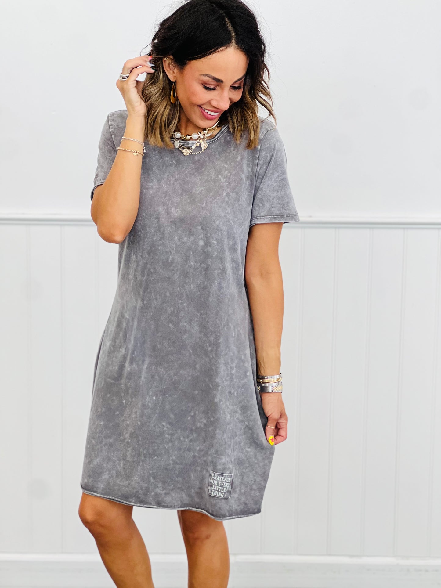 Mineral Washed Midi Dress (Reg. & Plus)- 2 Colors