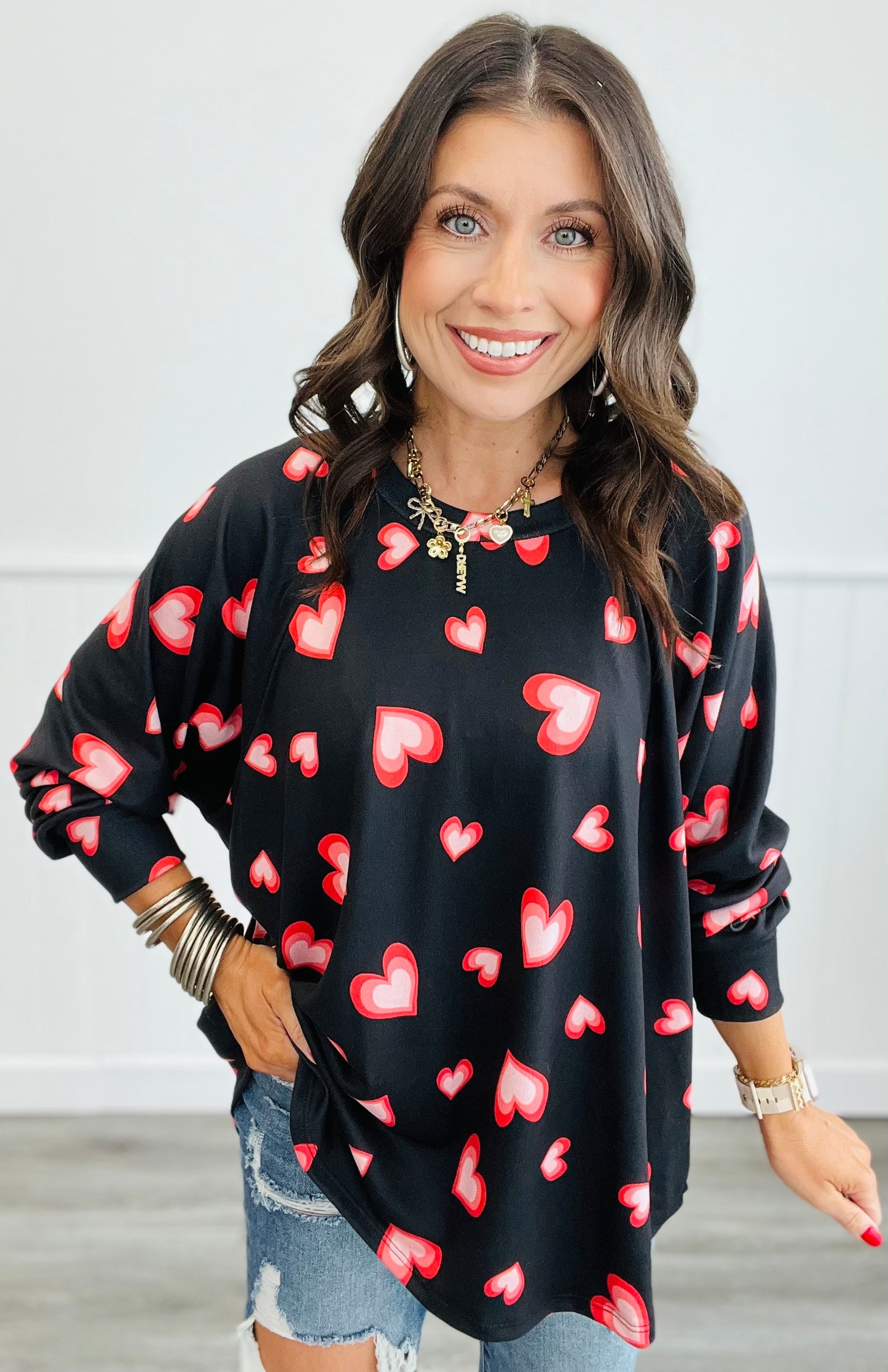 Black/Red Thermal Long Sleeve Top (Reg. and Plus)