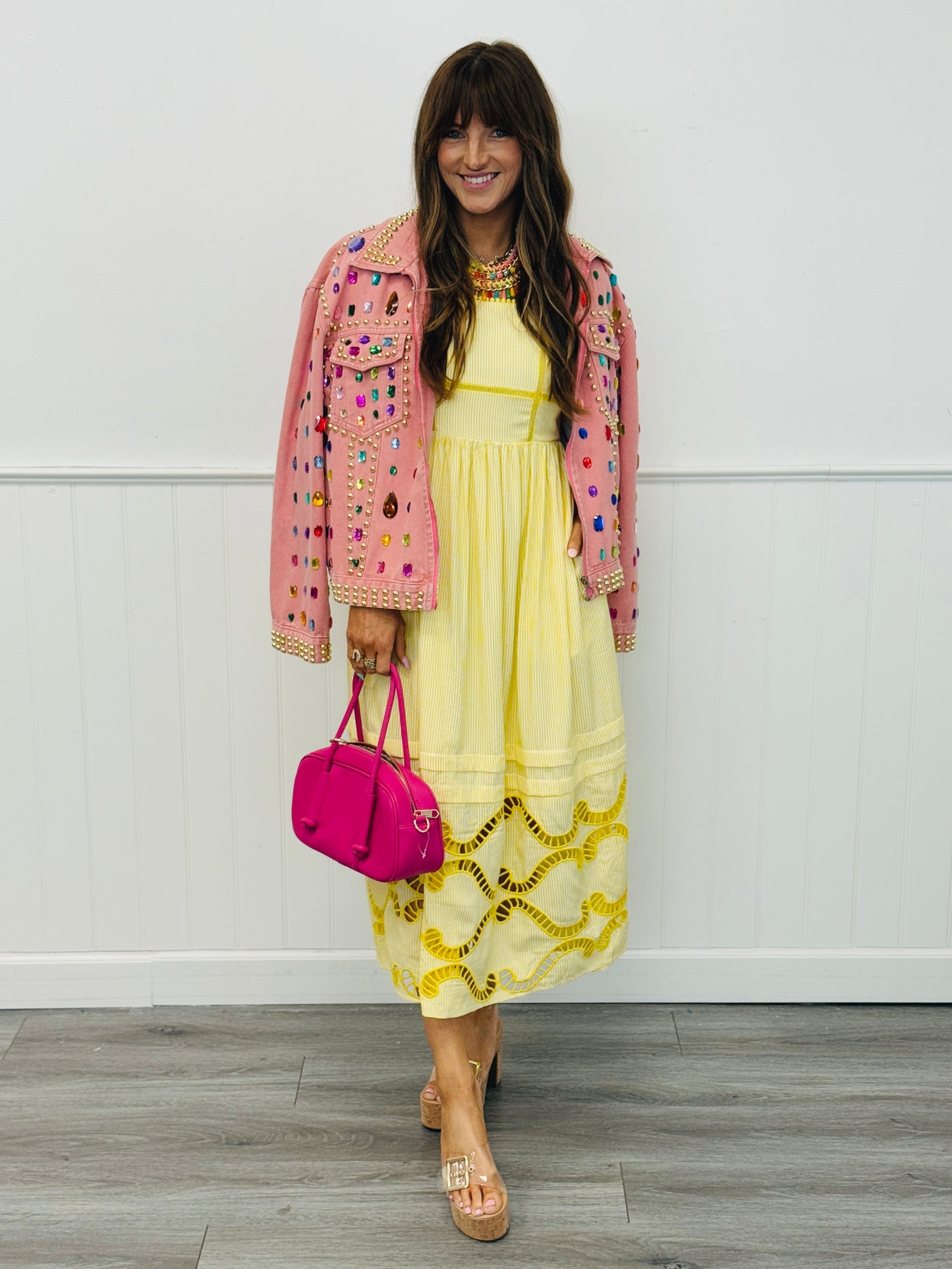 Yellow Stripe Sleeveless Midi Dress (Reg.)
