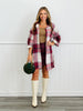 Wine Combo Plaid Oversized Button Down Top (Reg.)