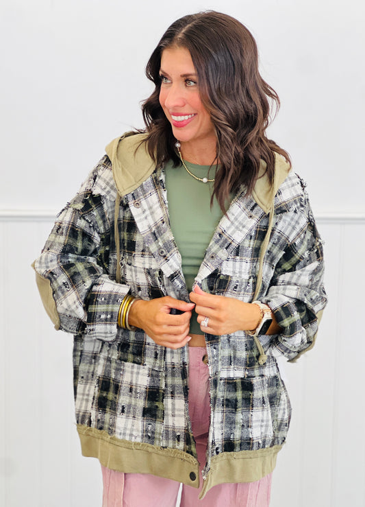 POL Olive Black Multi Contrast Plaid Jacket (Reg.)