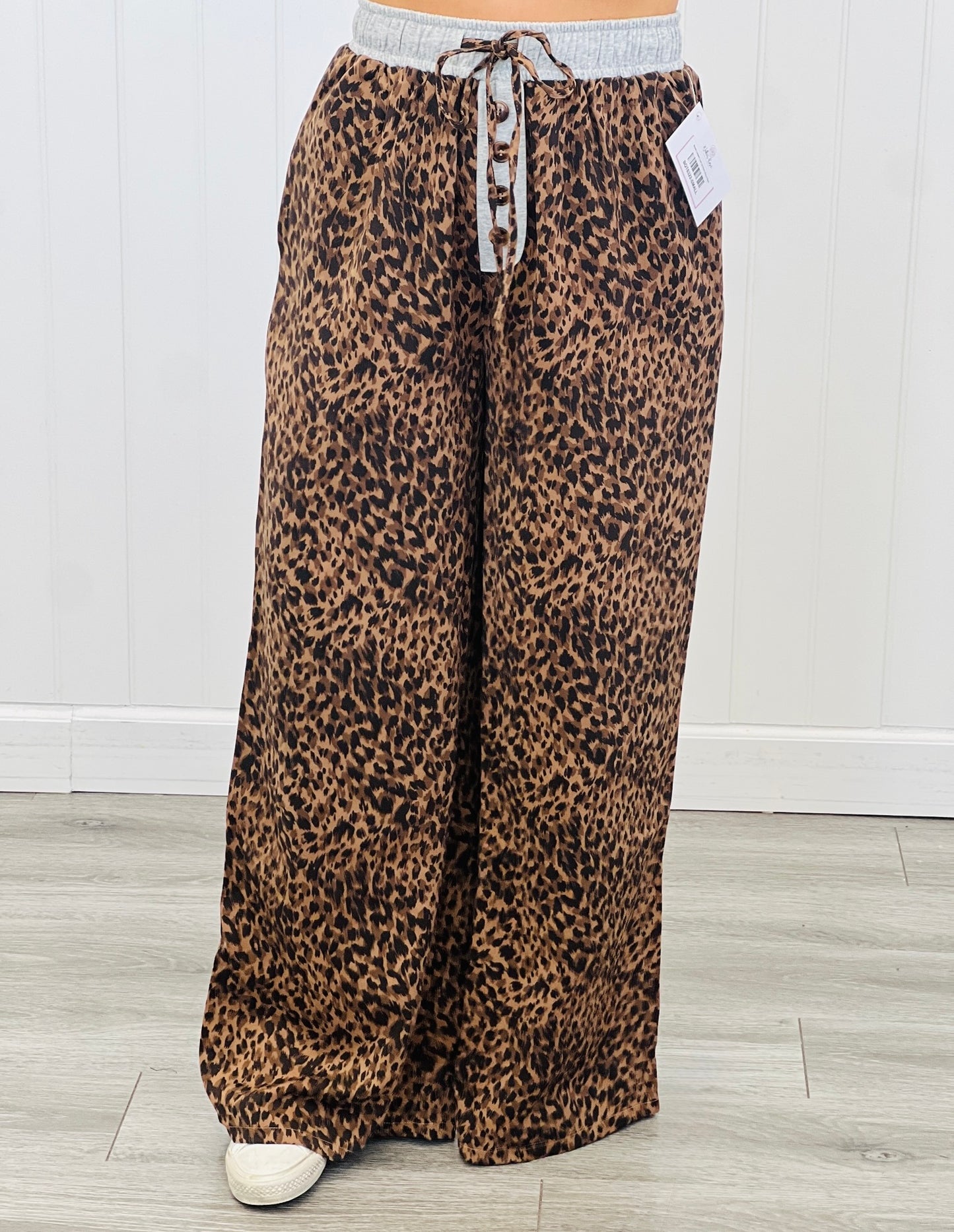 Brown Leopard Lace Up Pants (Reg & Plus)