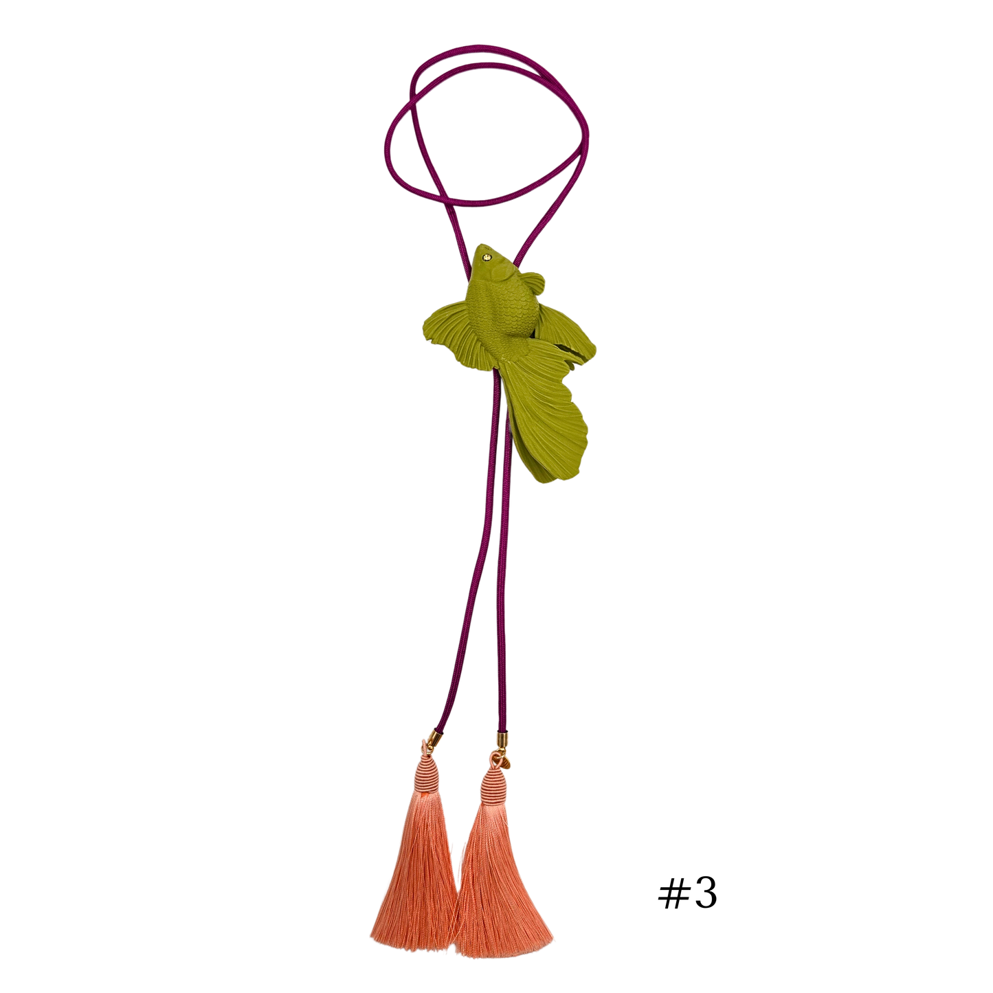 Rahya - Goldfish Bolo Necklace is Olive Green (3 styles)
