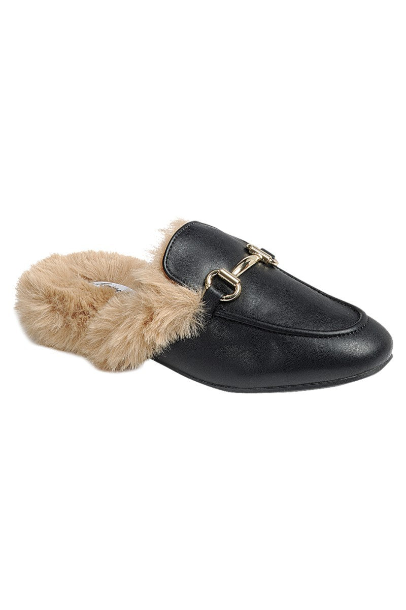 Black Down Fur Some Fun Loafers