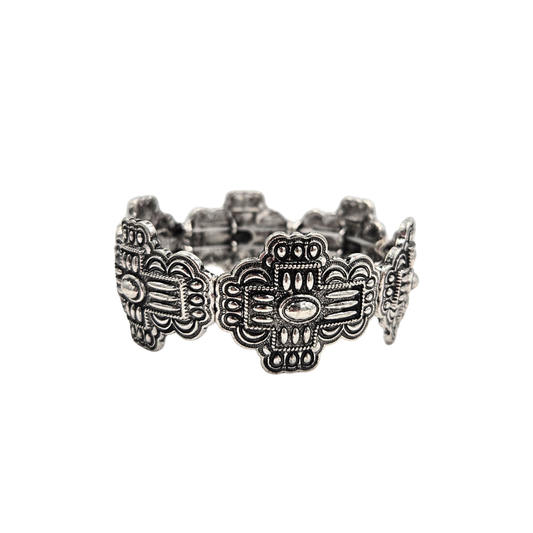 Antique Silver Western Cross Bracelet