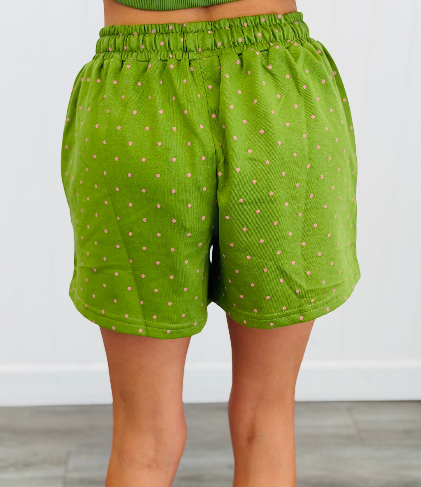 Olive/Pink Polka Dot Shorts (Reg.)