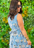 Royal Blue Printed Sleeveless Midi Dress (Reg. & Plus)