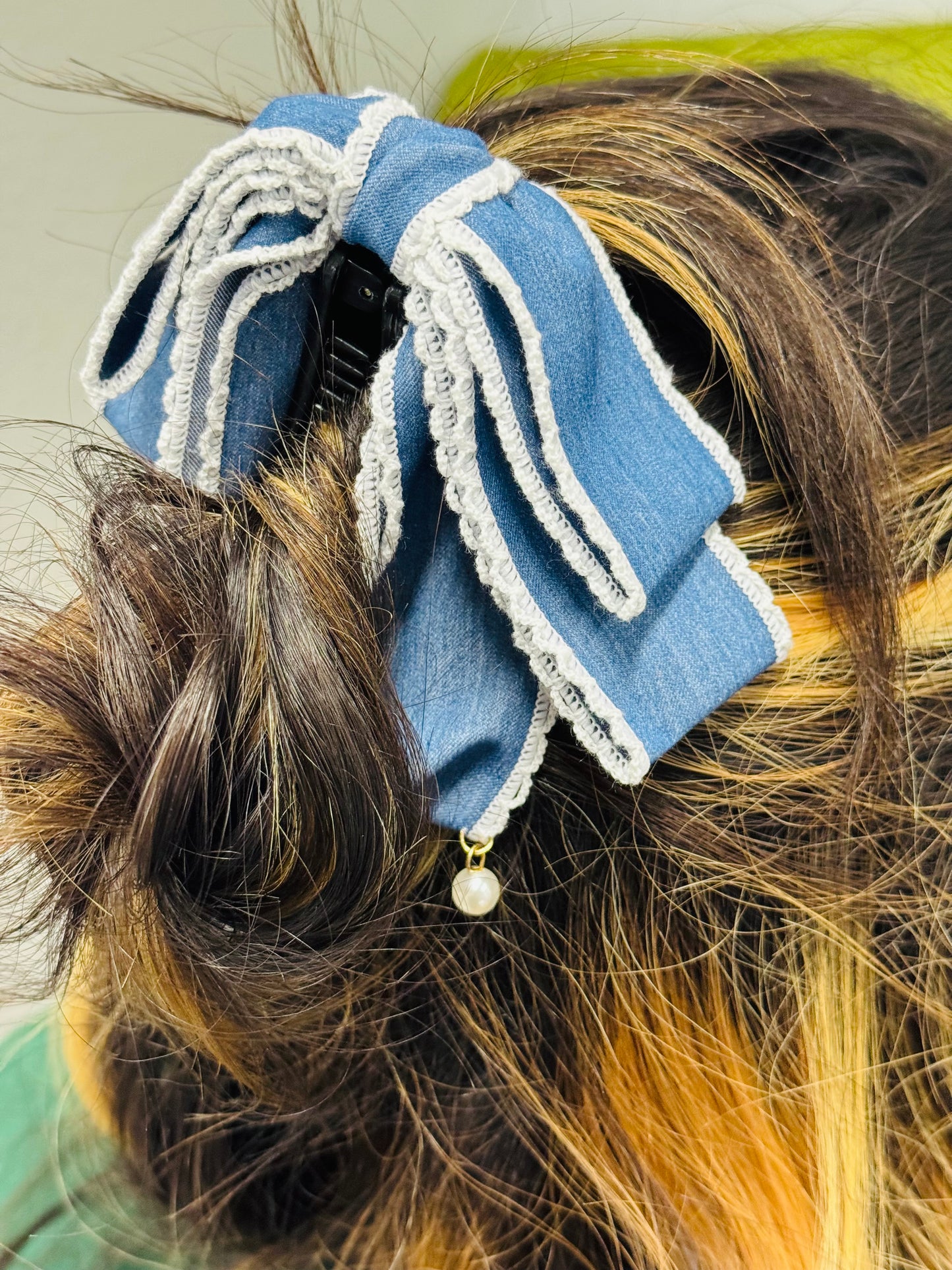 Denim Hairbow With Clip - 2 Colors