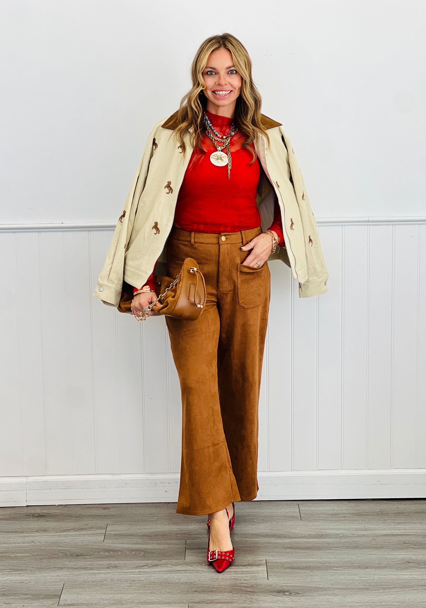 Camel Suede Front Pocket Pants (Reg.)