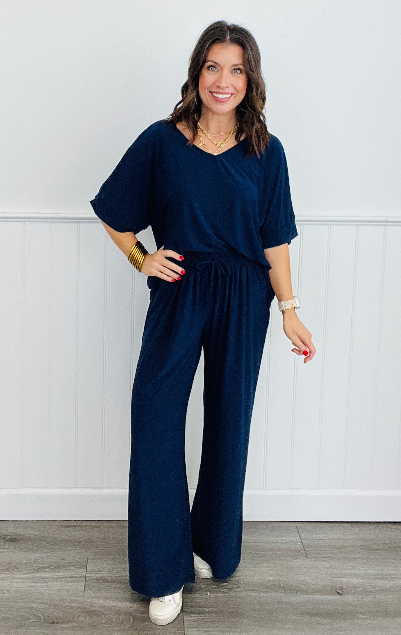 Dear Scarlett Yes Please V-Neck Top & Pants Set (Reg. and Plus) - 8 Colors