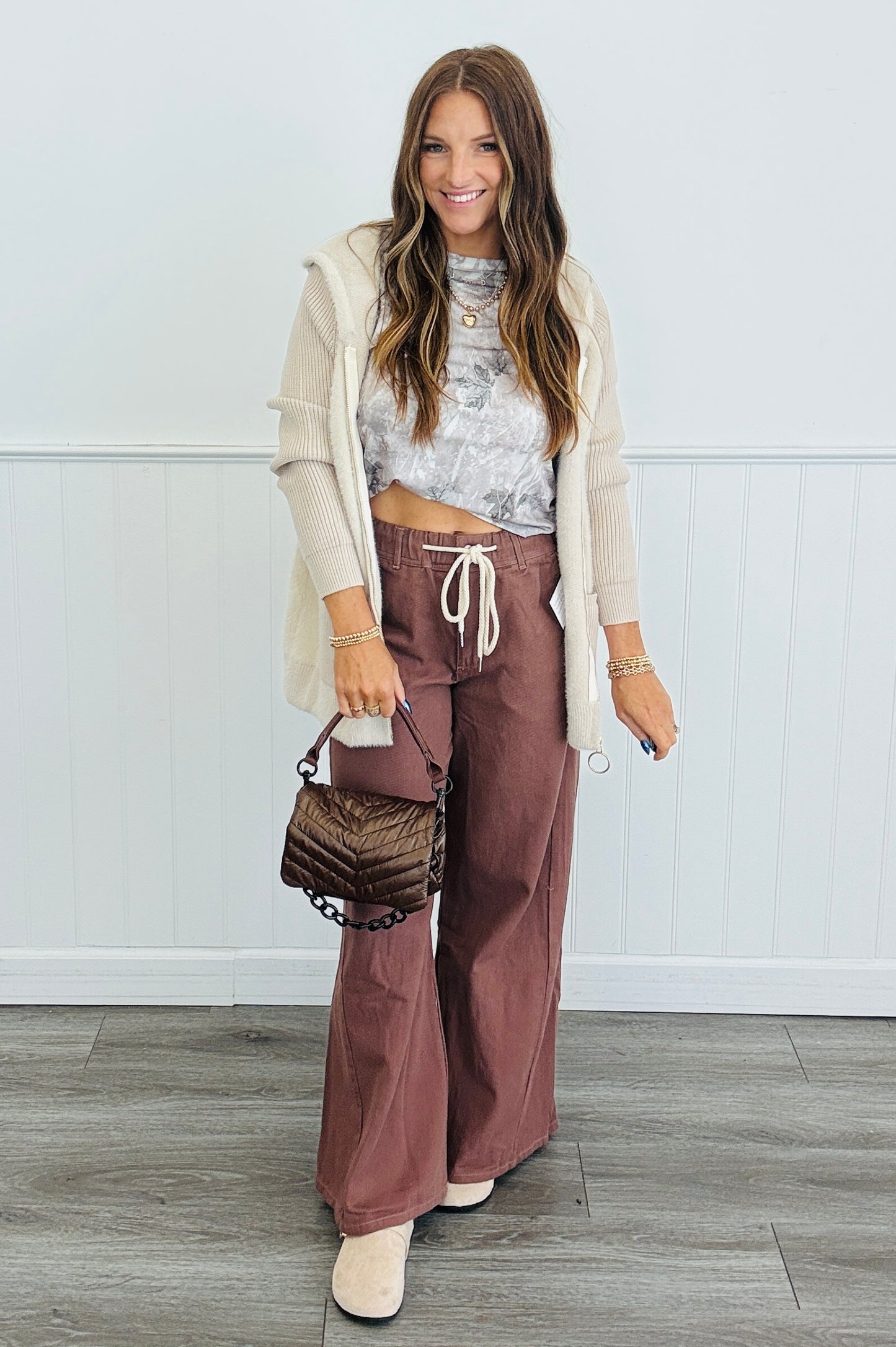 Brown Wide Leg Pants (Reg. and Plus)
