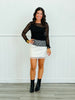 Black Lace Contrast Long Sleeve Top (Reg.)