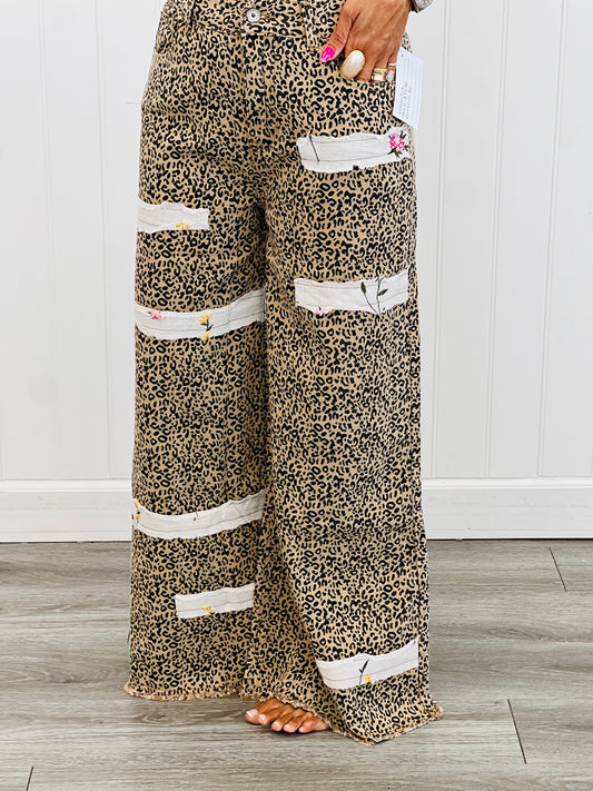 POL Leopard Print Double Gauze Patch Pants (Reg.)