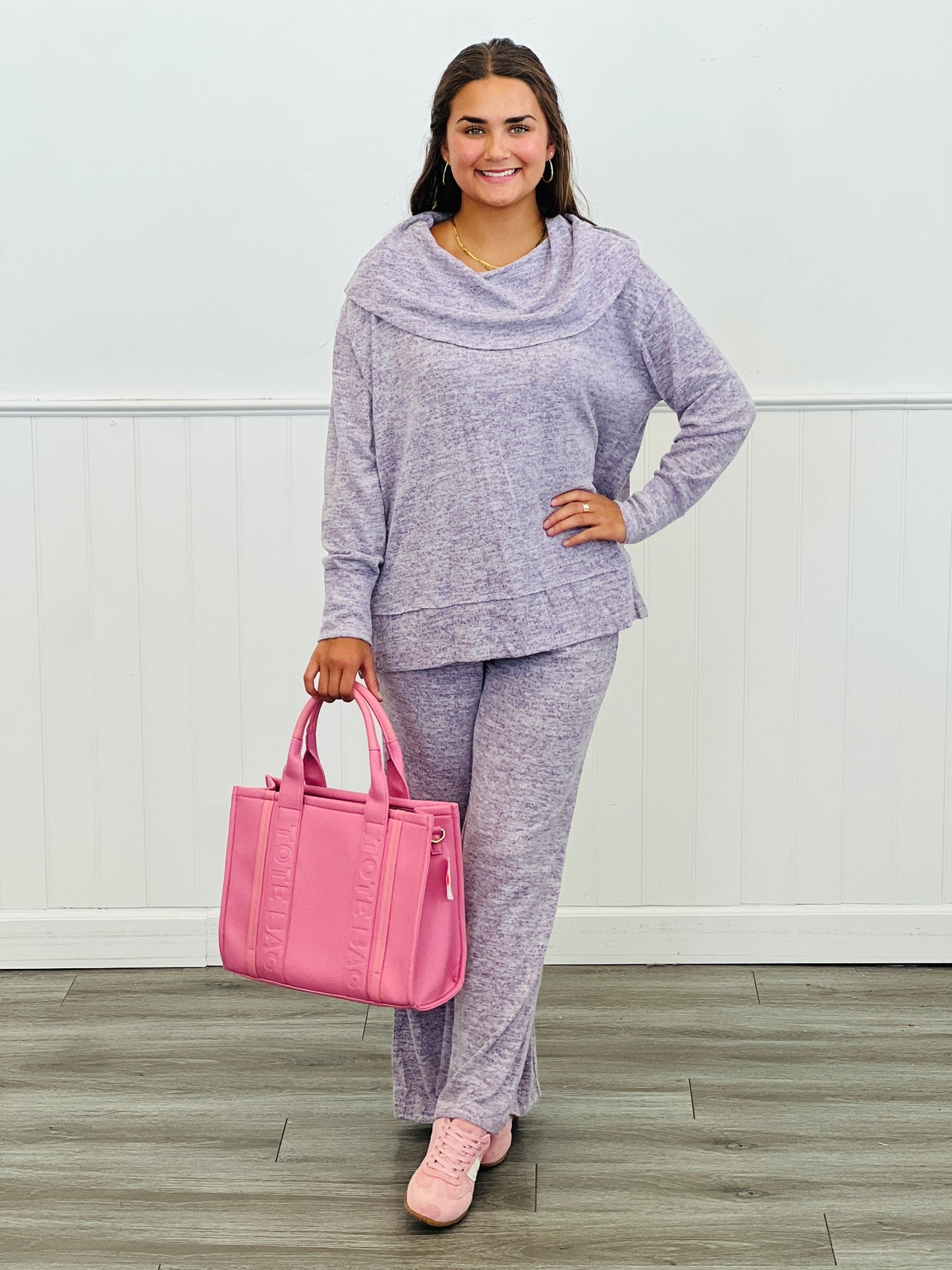 Dear Scarlett Fold Over Collar Detail Top & Pants Set (Reg. and Plus) - 5 Colors