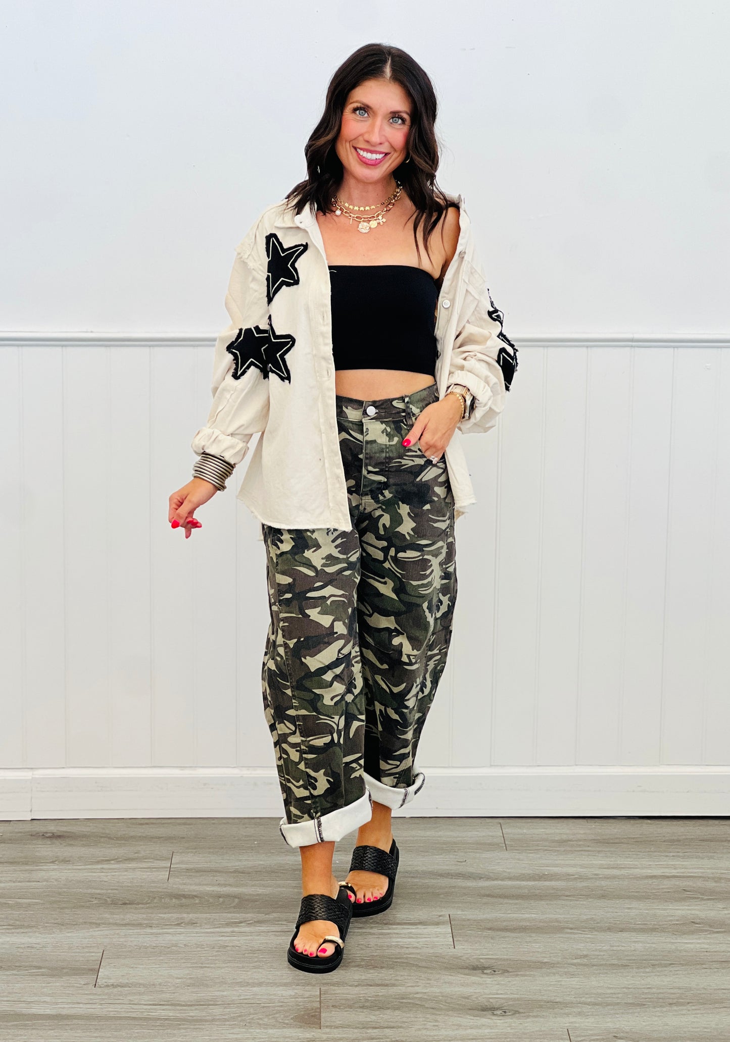 POL Natural Stars Above Denim Jacket (Reg.)