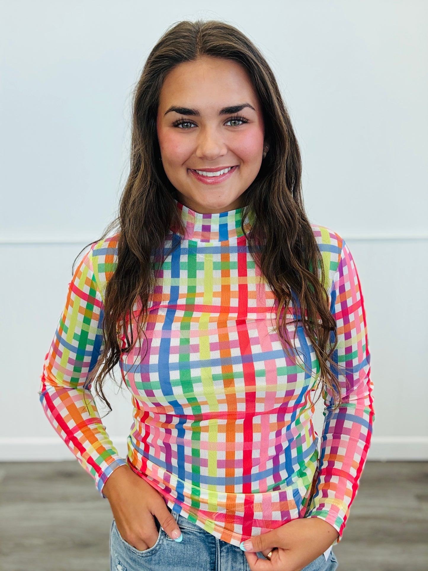 Get Noticed Peekaboo Mesh Top (Reg. and Plus)