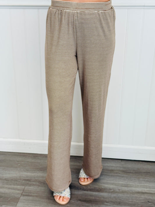 Brown Striped Wide Leg Pants (Reg.)