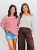 Striped Round Neck Sweater Top (Reg.)-2 Colors