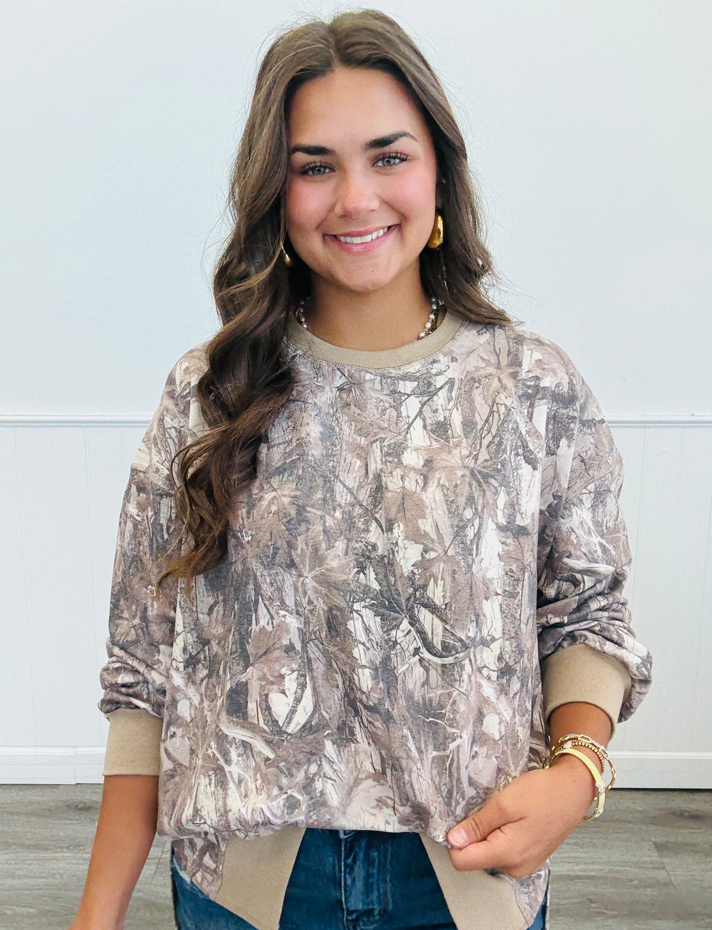 Dark Camo Long Sleeve Pullover (Reg. and Plus)