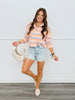 Peach Multi Striped Button Up Cardigan (Reg.)