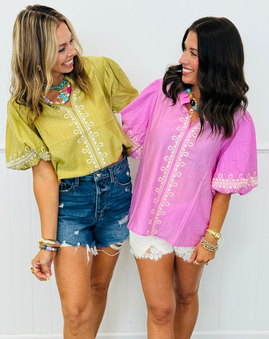 Embroidered Enchantment Blouse (Reg & Plus) - 2 Colors