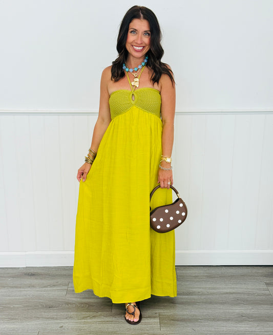 Kiwi Crochet Bra Halter Maxi Dress (Reg & Plus)