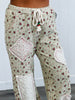POL Pale Mint Floral Contrast Lace & Woven Patch Pants (Reg.)