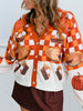 Queen Of Sparkles Orange & White Checkered Pumpkin Pie Cardigan (Reg. & Plus)