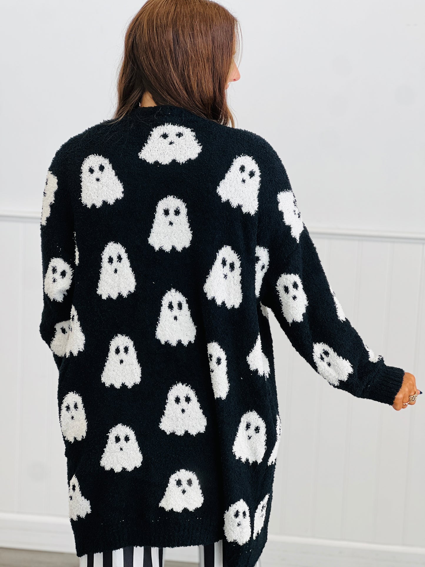 Reversible Black Ghost Cloud Cardigan (One Size & Plus)