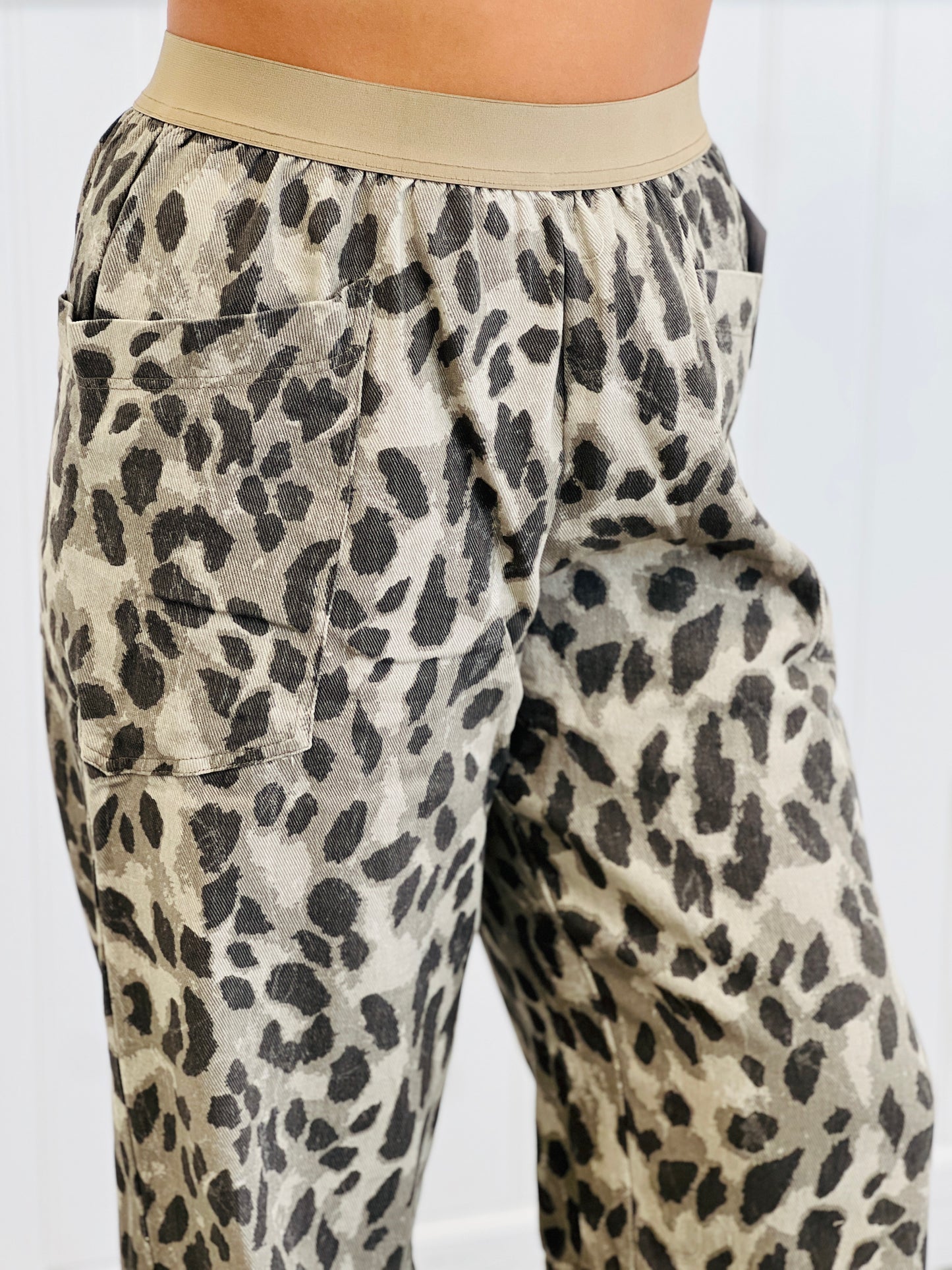Grey/Charcoal Leopard Wide Leg Pants (Reg. and Plus)