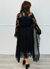Black Lace Yoke Batwing Sleeve Maxi Dress (Reg.)