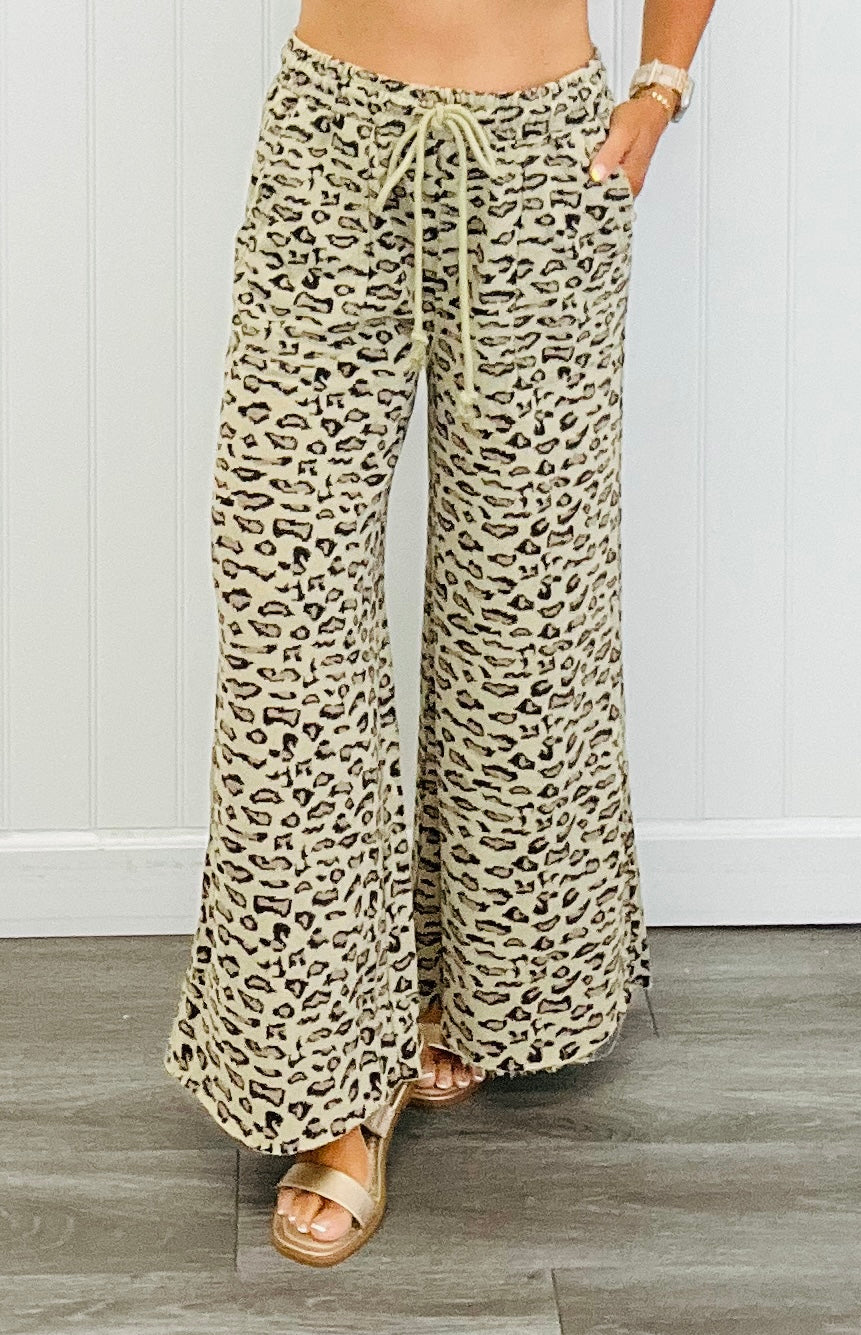 Mineral Washed Cheetah Print Pants (Reg)-2 Colors