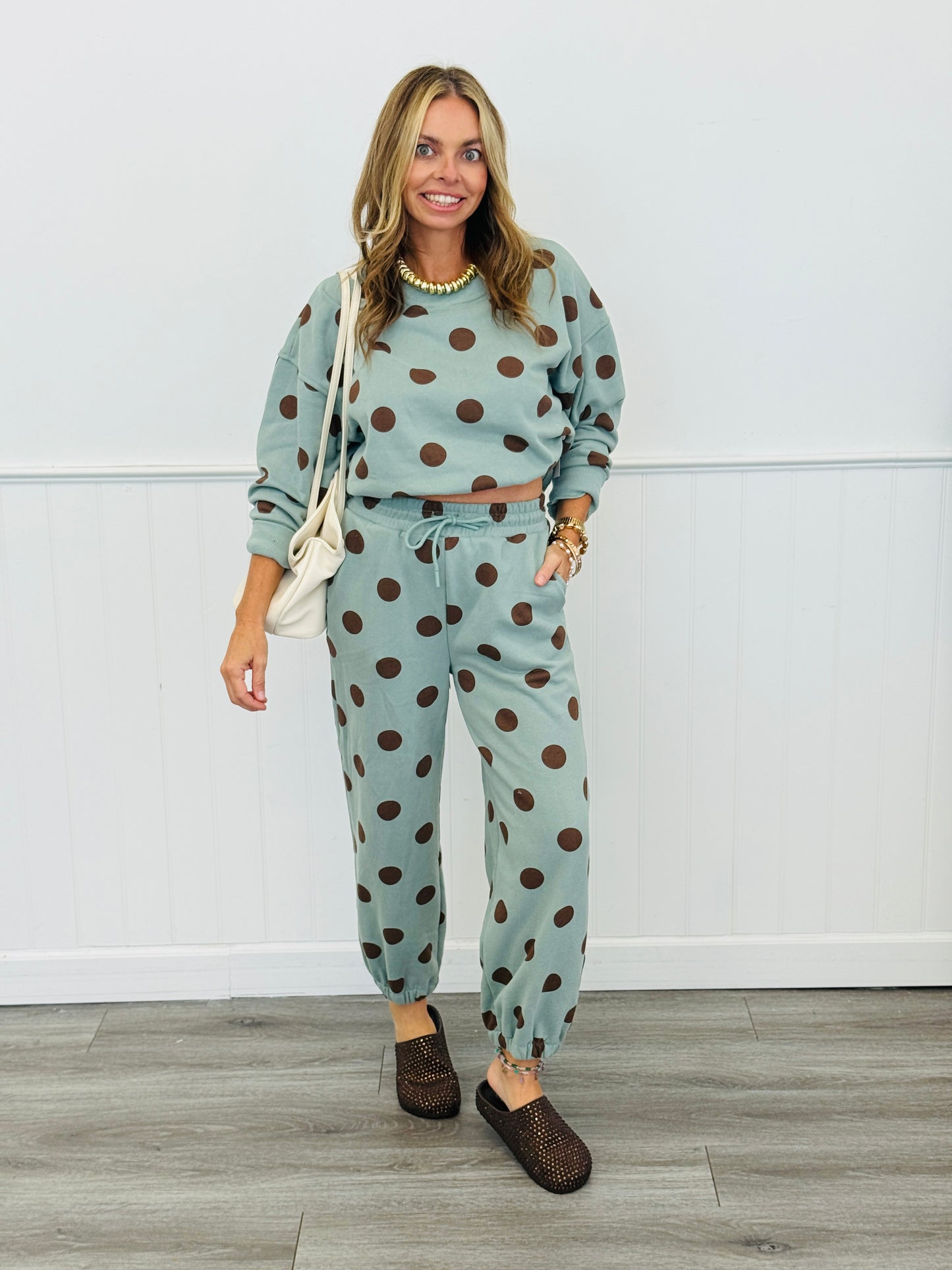 Sage/Brown Polka Dot Sweatshirt (Reg.)