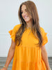 Gold Ruffle Sleeve Tiered Mini Dress (Reg. and Plus)
