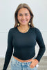 Long Sleeve Crop Tee Top (Reg.)-5 Colors