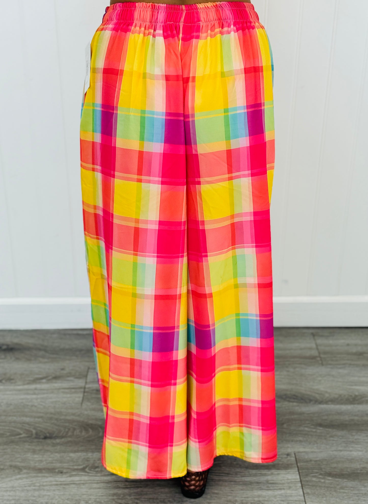 Color Crush Plaid Palazzo Pants (One Size)
