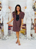 Black Plaid Sequin Bows Mini Dress (Reg & Plus)