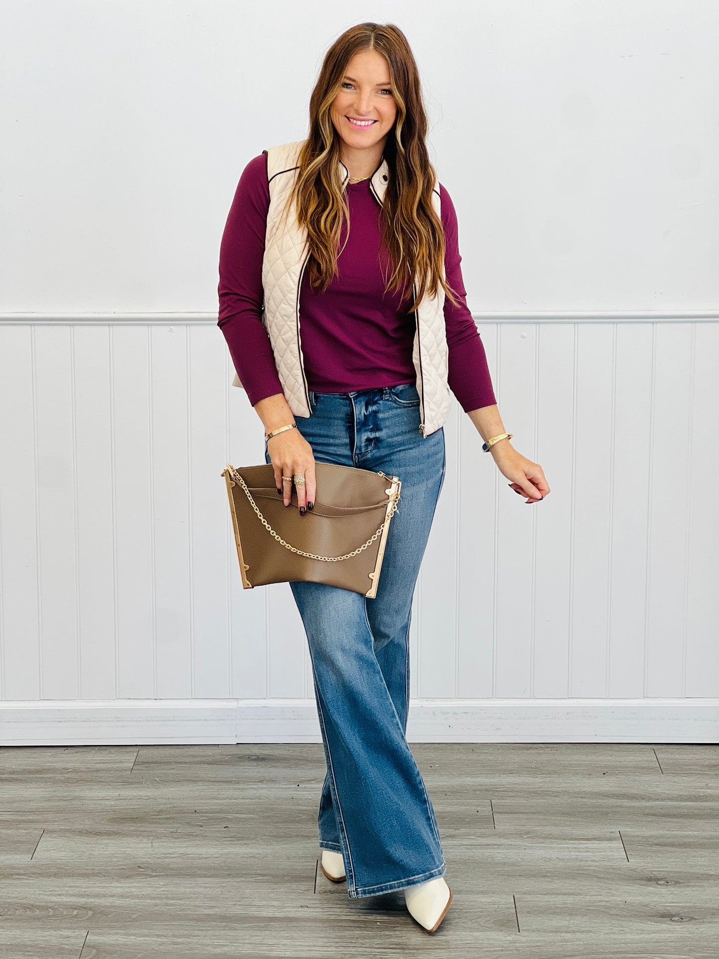 Quilted Suede Zip Up Vest (Reg & Plus)-3 Colors