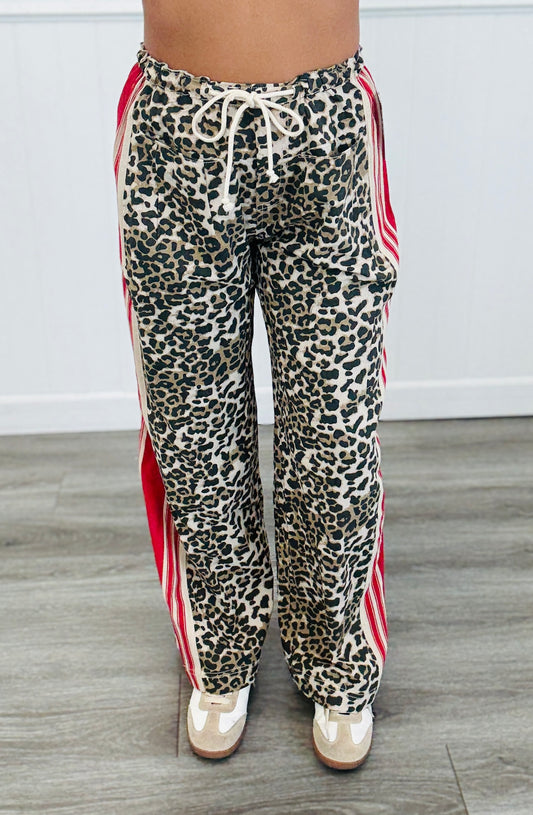 Leopard/Crimson Multi Side Stripe Joggers (Reg.)